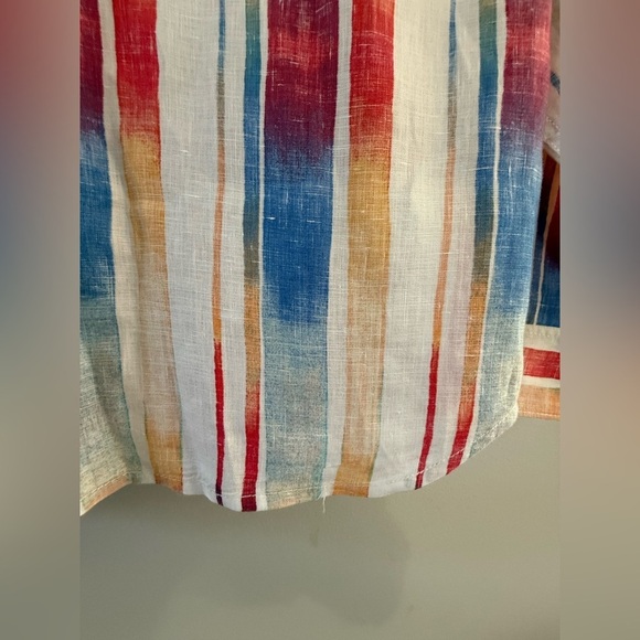 Tommy Bahama Relax Linen Button Front Dress Shirt Casual Stripe Breezer Sunset L - Picture 9 of 14